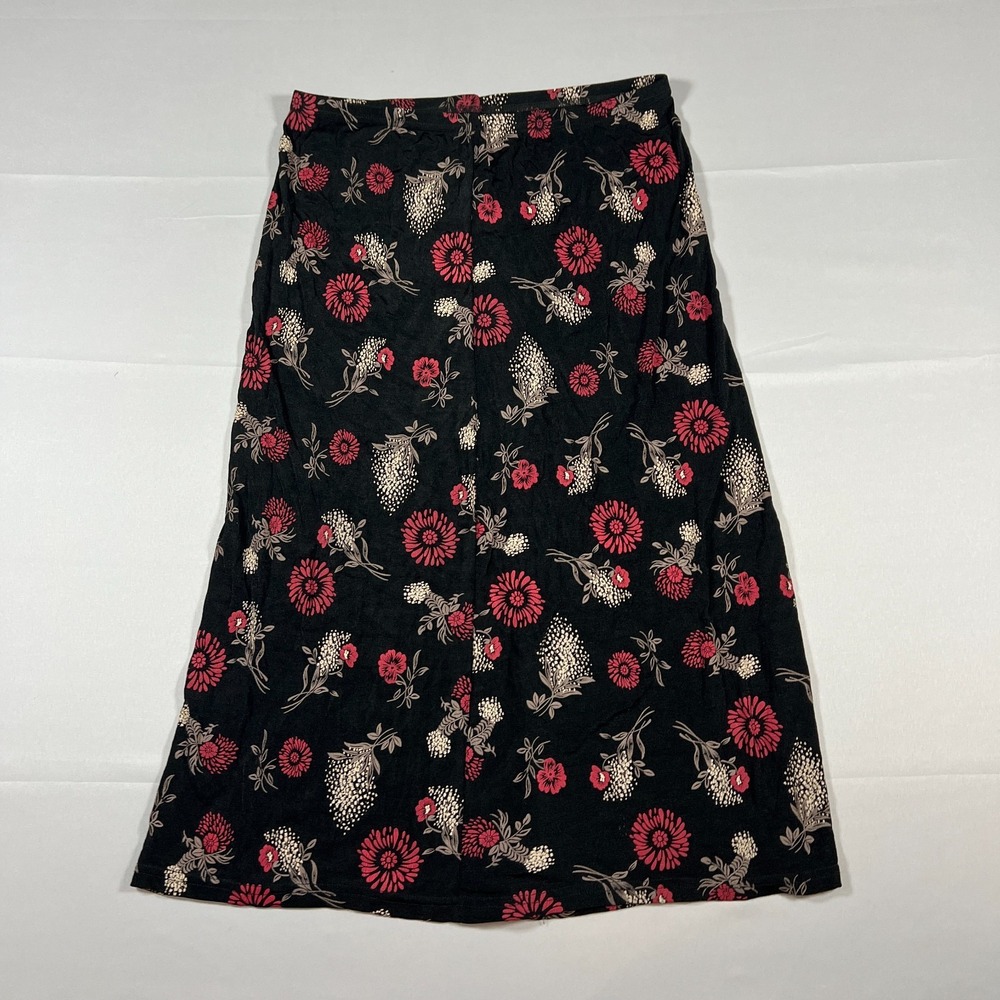 Coconut Row Palm Beach Maxi Skirt Womens Black Floral High Waisted Resort Wear